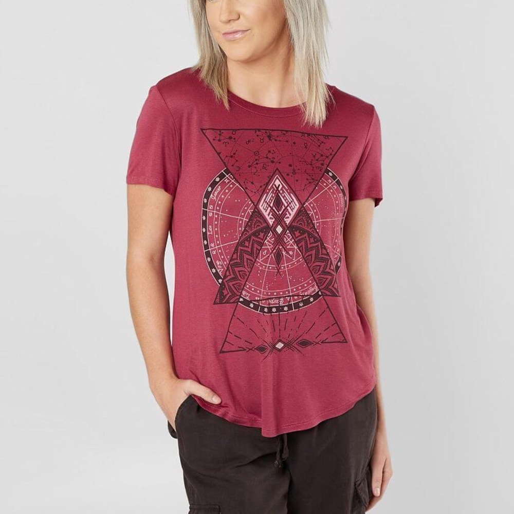 Modish Rebel Burgundy Neck Tee